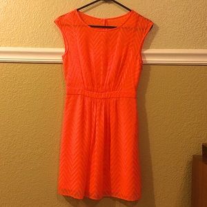 J Crew Neon Orange Swiss Dot Cap-sleeve Dress 0P